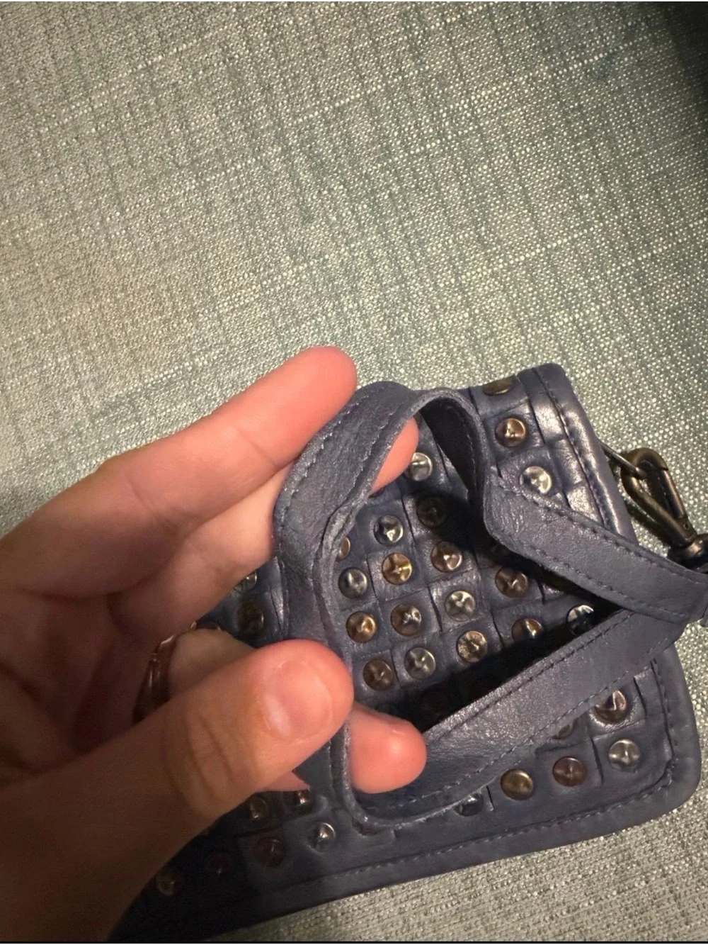 Blue Studded Wristlet Clutch - Picture 3 of 5